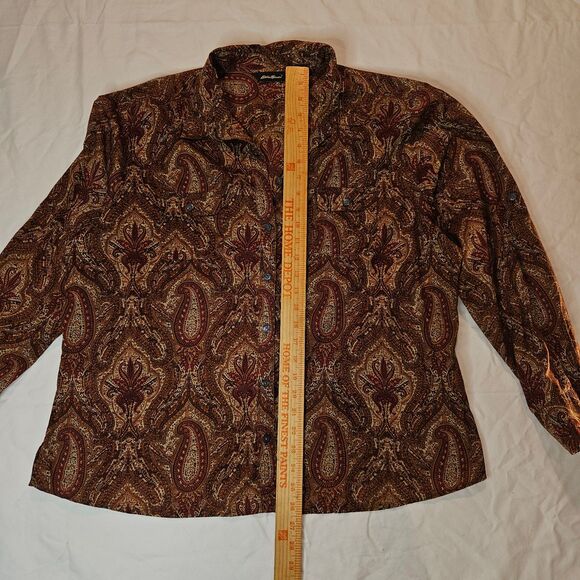 Eddie Bauer Woman's Long Sleeve Orange Paisley Blouse Size XXL - Picture 4 of 8